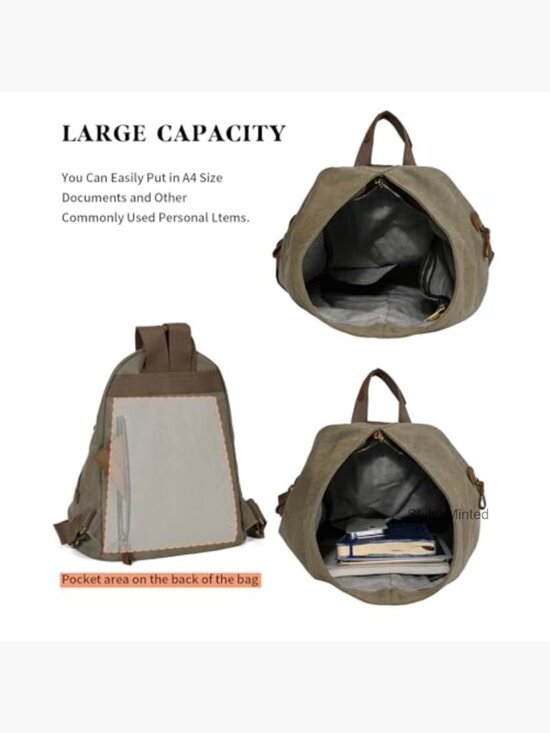 Vintage Canvas Backpack – Large Durable Daypack, Water Resistant, 2 main image 5